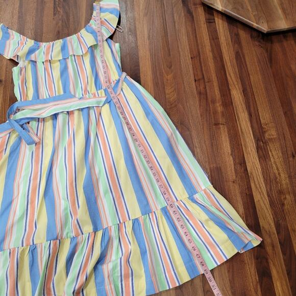 Draper James RSVP Off Shoulder Ruffle Sleeve Striped Midi Dress Size XXL - Picture 6 of 11